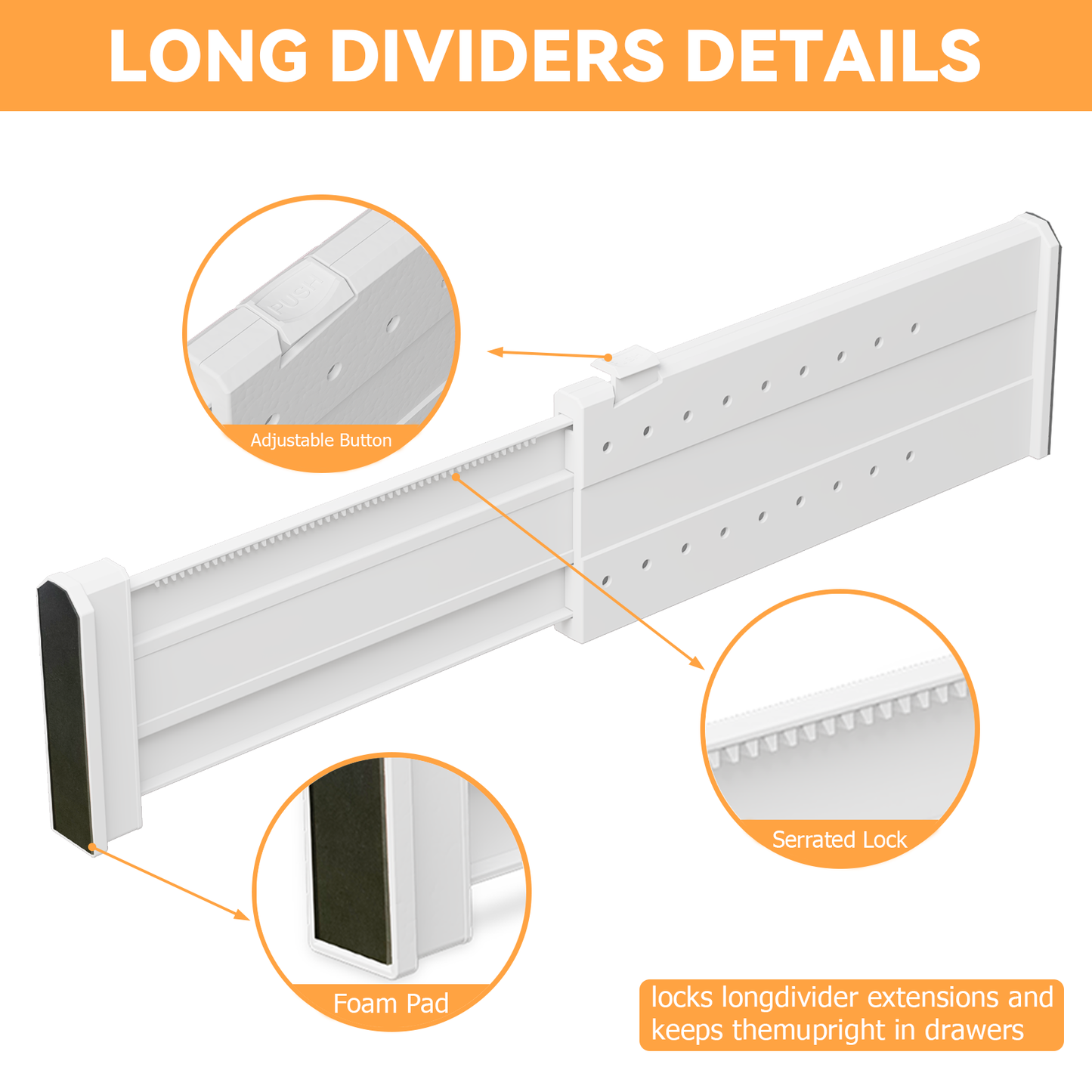 LLMRR Drawer Dividers, 4" High, 15-21" Adjustable Drawer Divider for clothes, Expandable Baby Dresser Organizer for Baby Clothes, Bedroom and Office Storage