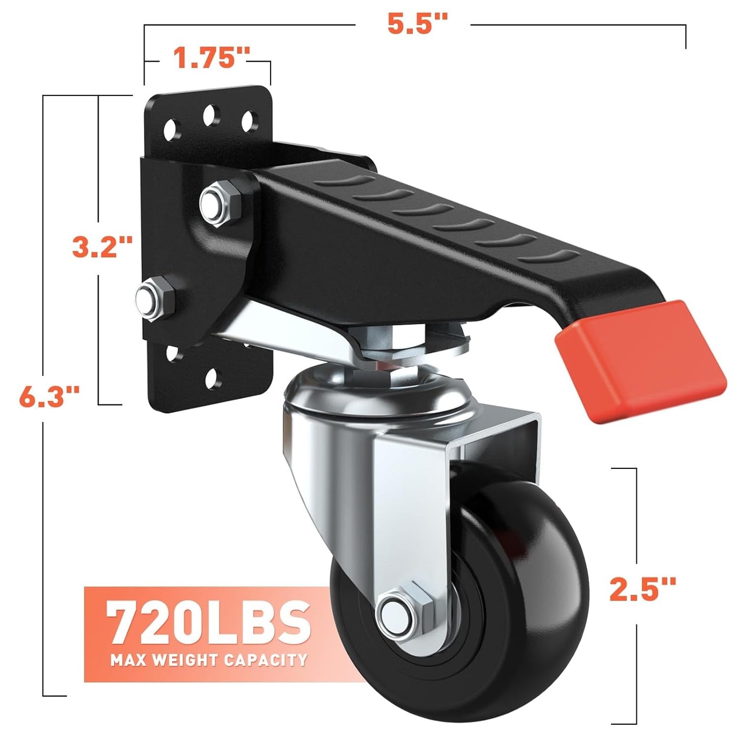 LLMRR Workbench Casters Kit, 4 PCS Heavy Duty Casters with Brake, with Lifting and Lowering Function, Quick Release Stepdown Caster for Workbenches, Machinery and Tables