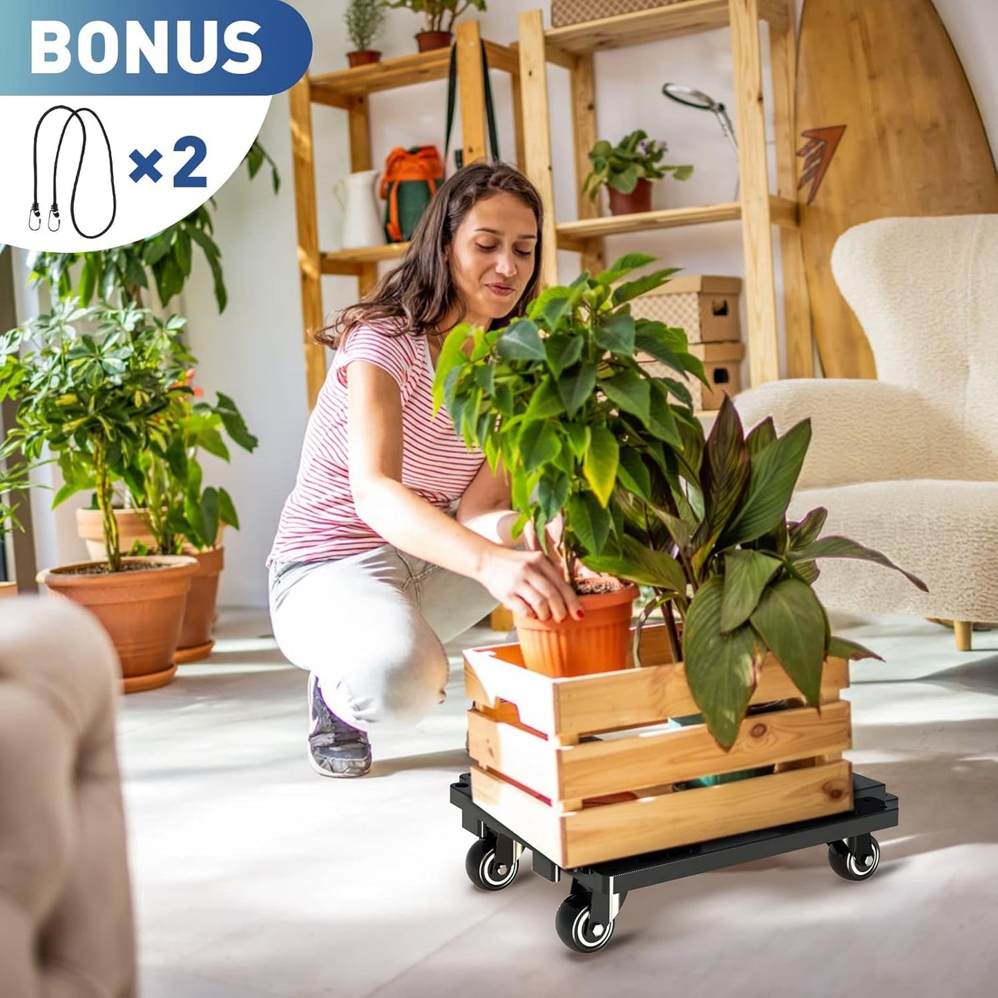LLMRR Furniture Dolly 4 Wheels, Furniture Movers with Wheels, 440 Lbs Capacity Each, Portable Moving Dolly Heavy Duty, Interlocking Small Dolly with Wheels, 1 Pack