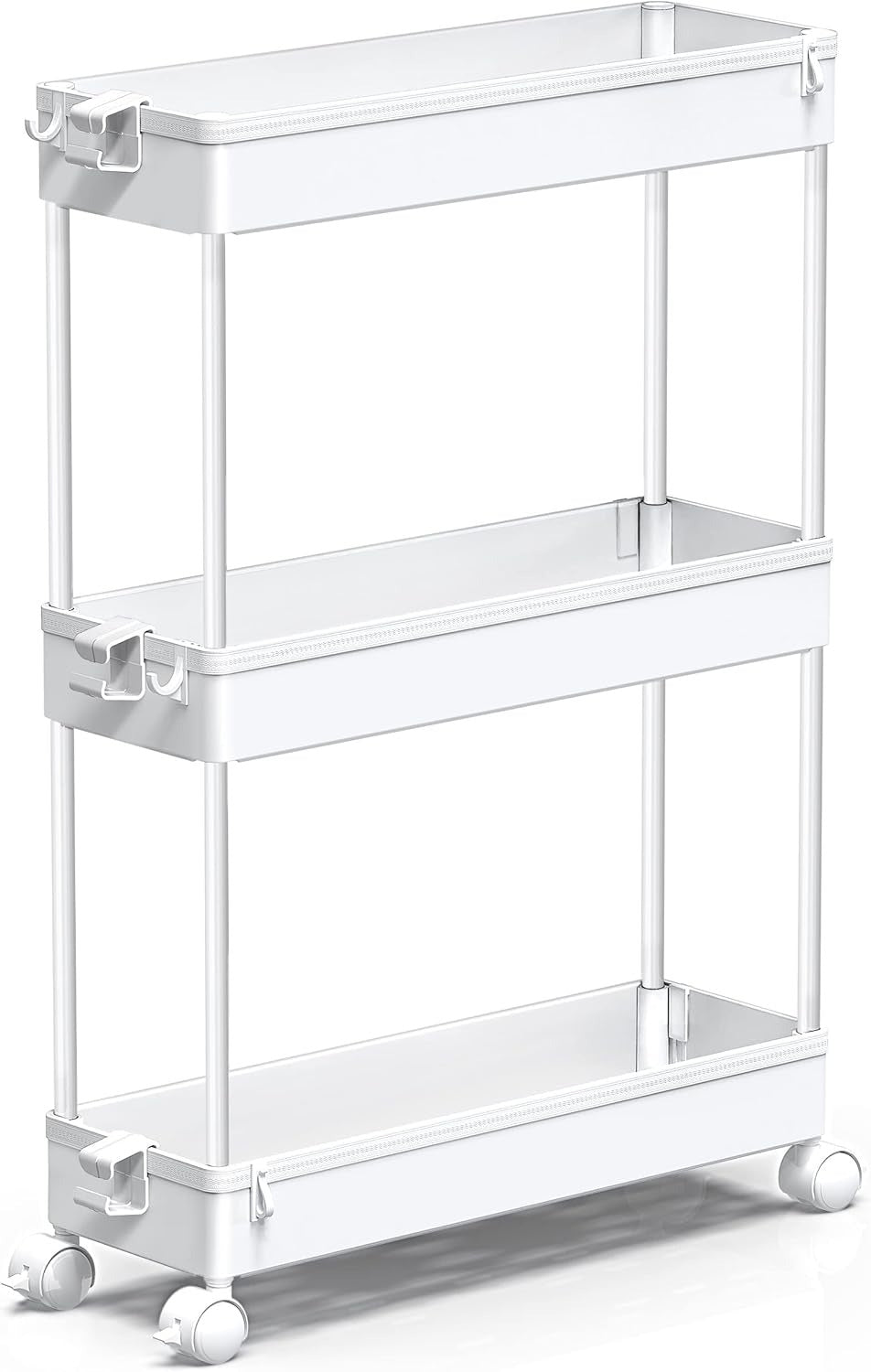SPACELEAD Slim Rolling Cart, Bathroom Storage Cart with Lockable Wheels, Storage Organizer, Mobile Shelving Unit Cart for Bathroom, Laundry Room, Kitchen and Office