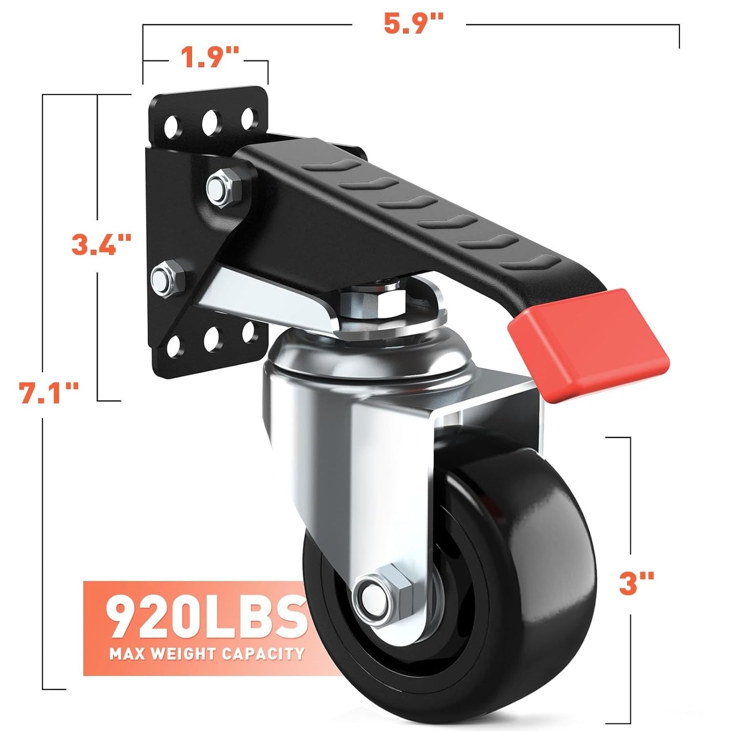 LLMRR Workbench Casters Kit, 4 PCS Heavy Duty Casters with Brake, with Lifting and Lowering Function, Quick Release Stepdown Caster for Workbenches, Machinery and Tables