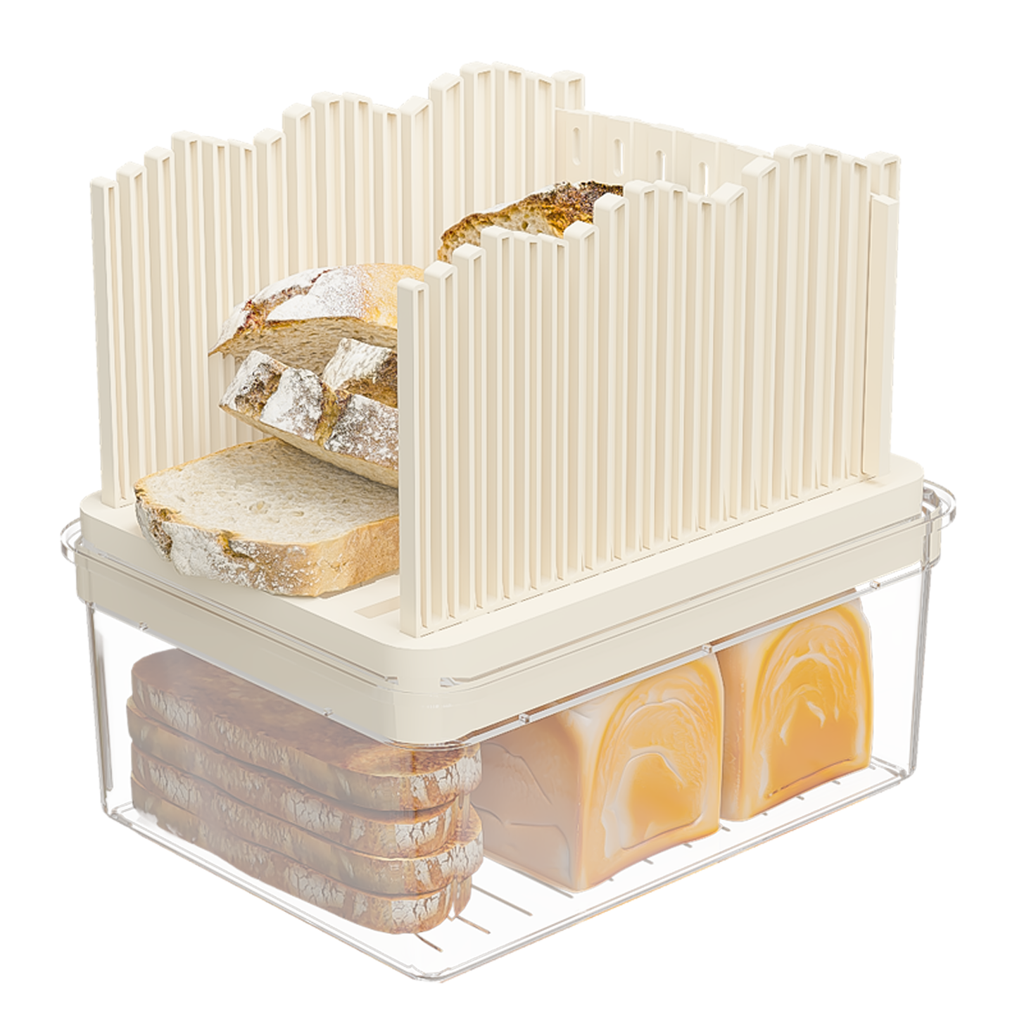 LLMRR New Versatile Bread Slicer for Homemade Bread, Bagel Slicer with Transparent Storage Box, Bread Cutter Bread Slicer, Sealed Store of Bread Slices, Suitable for Bagels, Sandwiches and Toast
