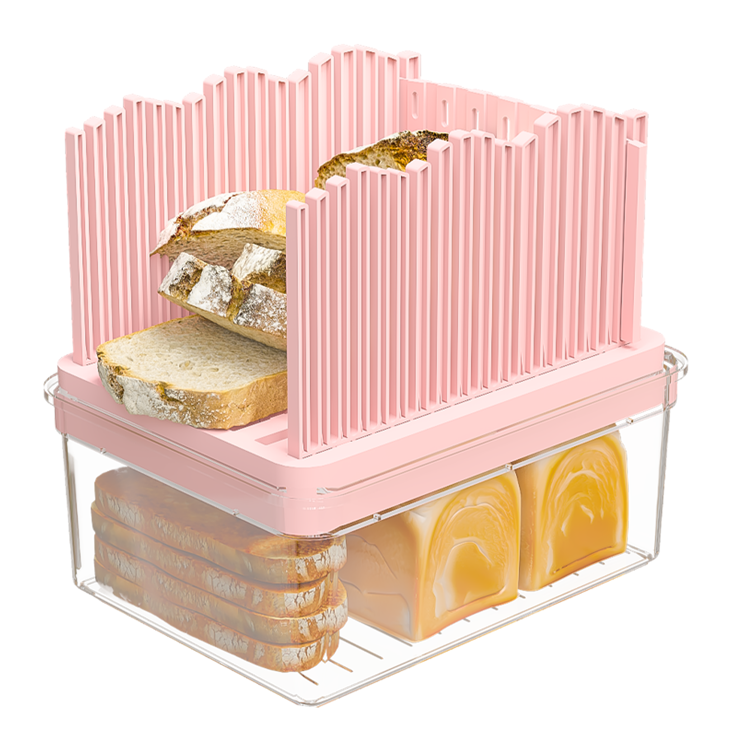 LLMRR New Versatile Bread Slicer for Homemade Bread, Bagel Slicer with Transparent Storage Box, Bread Cutter Bread Slicer, Sealed Store of Bread Slices, Suitable for Bagels, Sandwiches and Toast