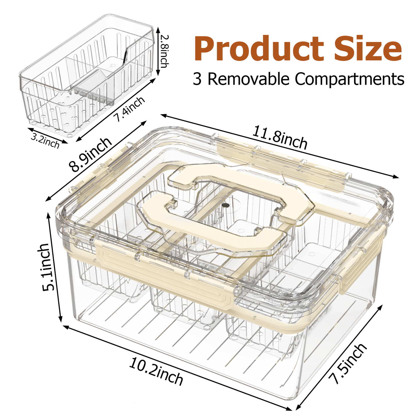 LLMRR Versatile Snackle Box Container, Chilled Serving Tray with Handle, Chilled Condiment Server with 3 Separate Containers, Fruit Platter Tray for Parties, Road Travel, Fruit, Veggies and Snacks
