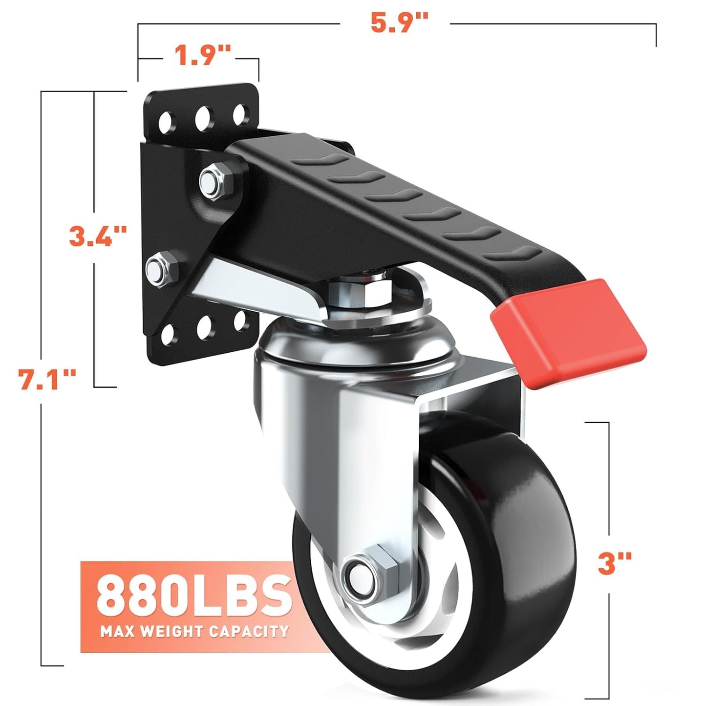 LLMRR Workbench Casters Kit, 4 PCS Heavy Duty Casters with Brake, with Lifting and Lowering Function, Quick Release Stepdown Caster for Workbenches, Machinery and Tables