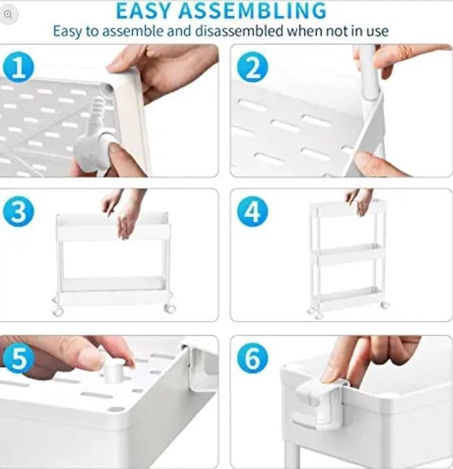 SPACELEAD Slim Rolling Cart, Bathroom Storage Cart with Lockable Wheels, Storage Organizer, Mobile Shelving Unit Cart for Bathroom, Laundry Room, Kitchen and Office