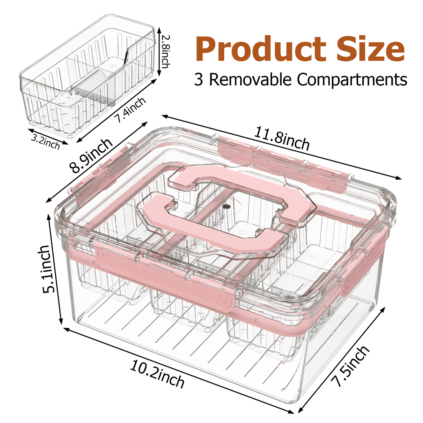 LLMRR Versatile Snackle Box Container, Chilled Serving Tray with Handle, Chilled Condiment Server with 3 Separate Containers, Fruit Platter Tray for Parties, Road Travel, Fruit, Veggies and Snacks