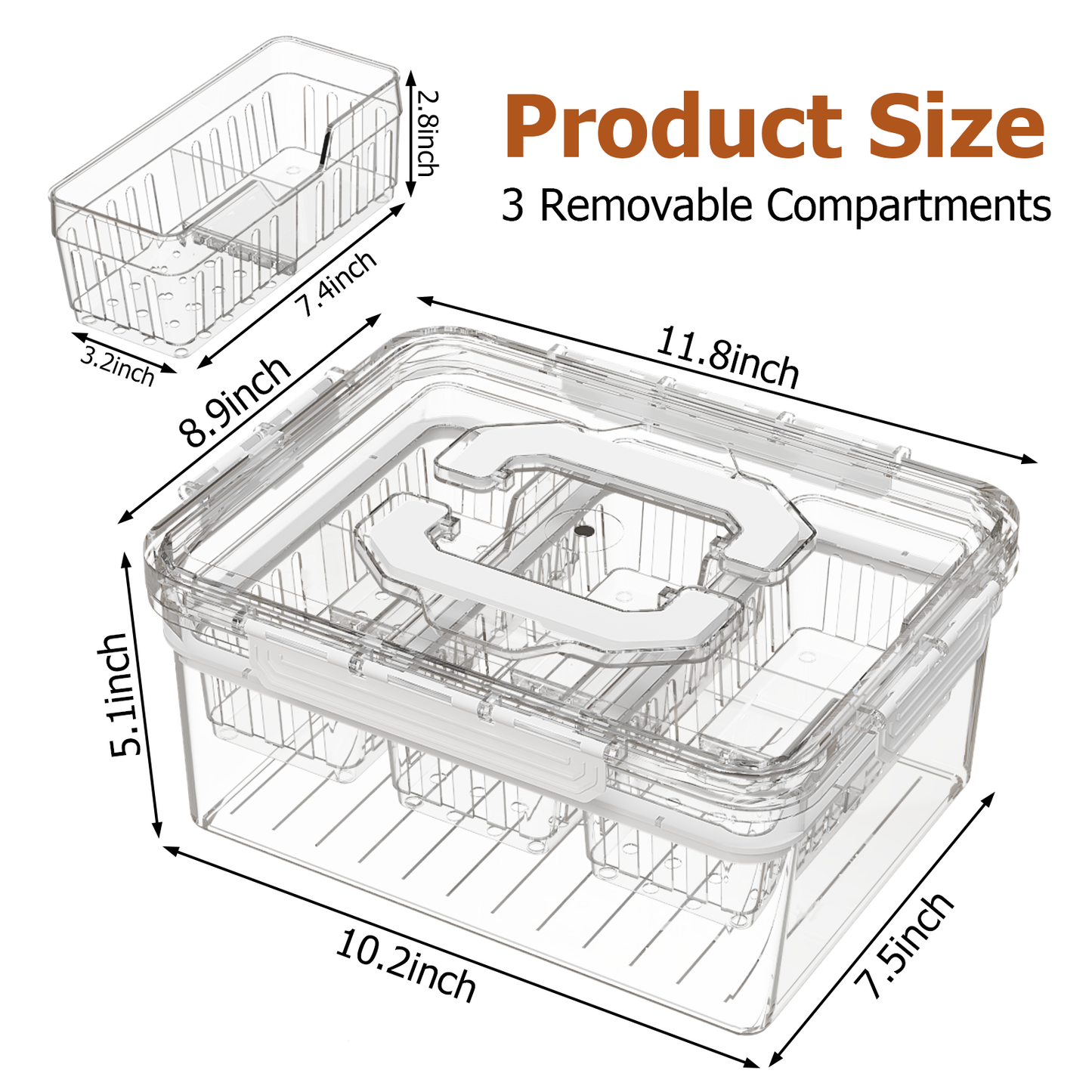 LLMRR Versatile Snackle Box Container, Chilled Serving Tray with Handle, Chilled Condiment Server with 3 Separate Containers, Fruit Platter Tray for Parties, Road Travel, Fruit, Veggies and Snacks