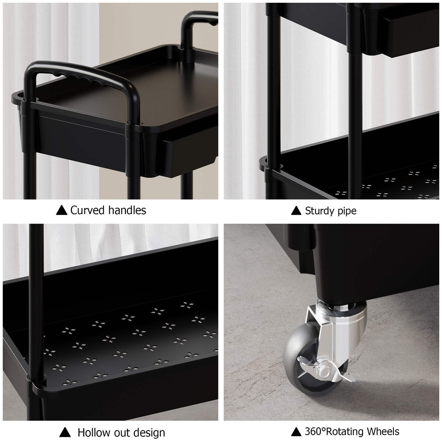 LLMRR 5 Tier Rolling Cart with Drawer, Utility cart with Handle, Bathroom Cart, Snack Cart, Storage Organizer with Lockable Wheels, Rolling Storage Cart for Kitchen, Bathroom, Office, 5 Tier