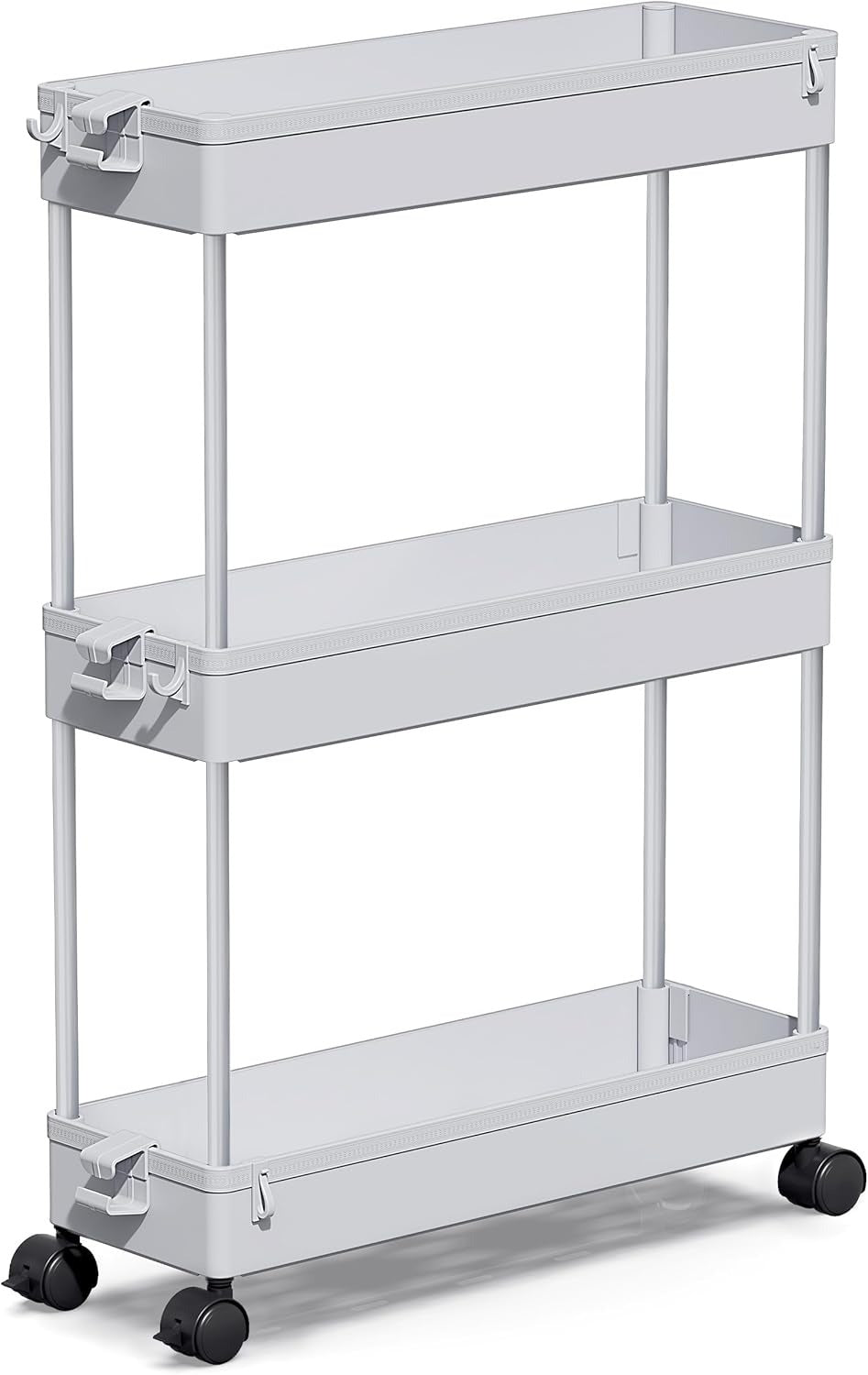SPACELEAD Slim Rolling Cart, Bathroom Storage Cart with Lockable Wheels, Storage Organizer, Mobile Shelving Unit Cart for Bathroom, Laundry Room, Kitchen and Office