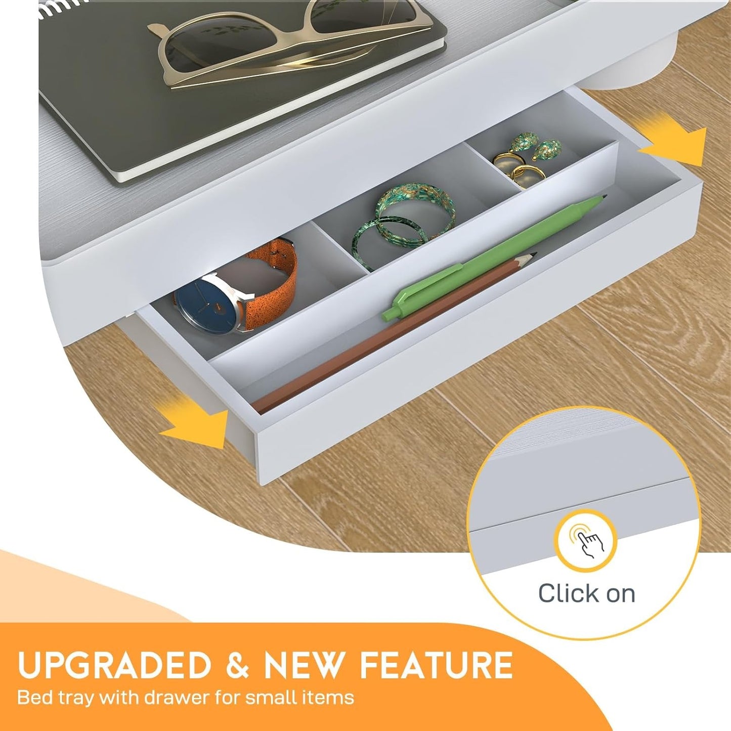 LLMRR Bedside Shelf, Foldable Bunk Bed Shelf, Attachable Bedside Table with Hooks, College Dorm Room Essentials, Bedside Caddy Tray Organizer for Loft Bed, Dorm Bed