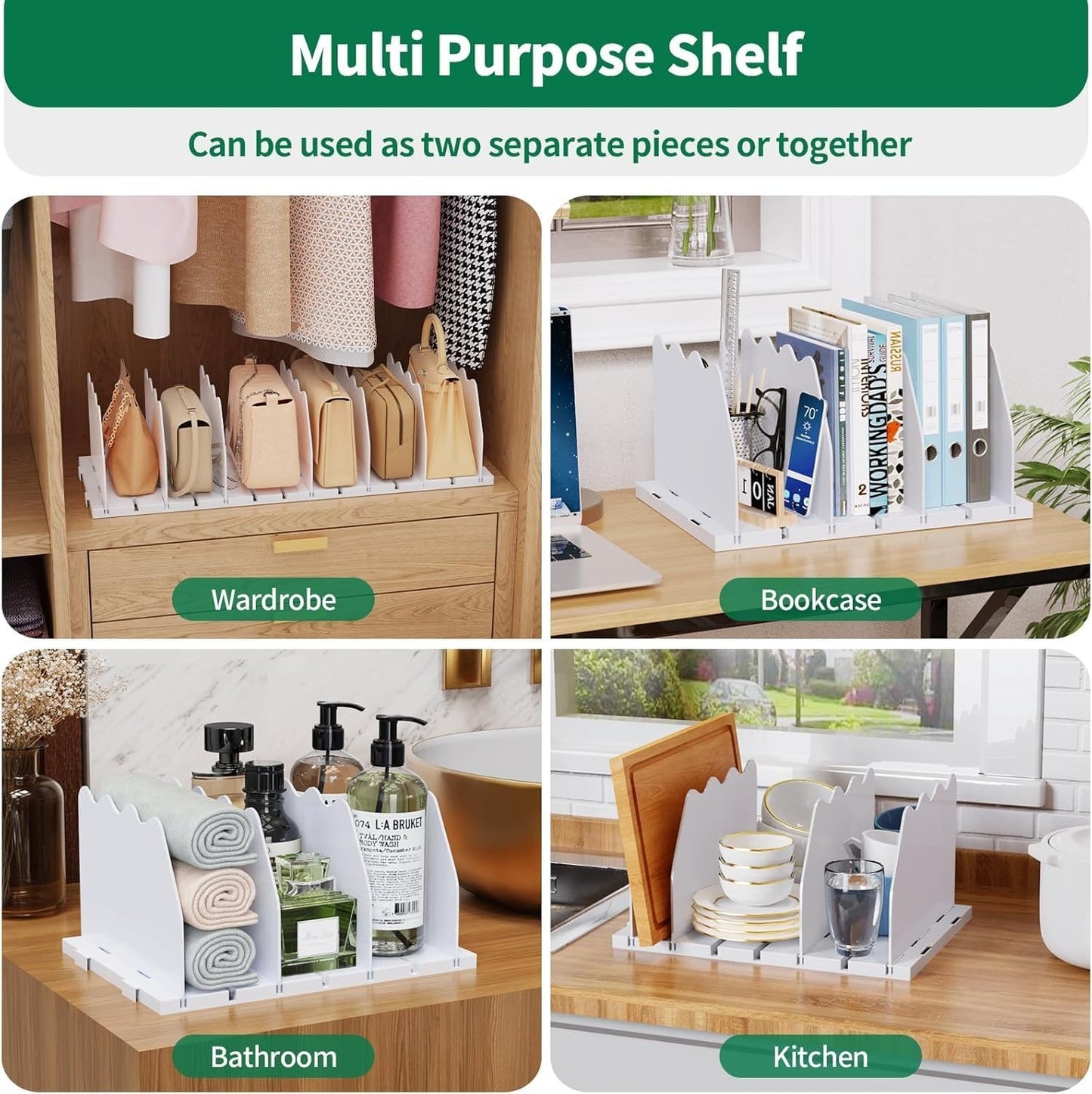 LLMRR Bag & Purse Organizer for Closet, Adjust	able Shelf Divider for Closet, Acrylic Handbag Separators Storage Organizer, Bookshelf Separator Divider for Bedroom, Living Room, Office