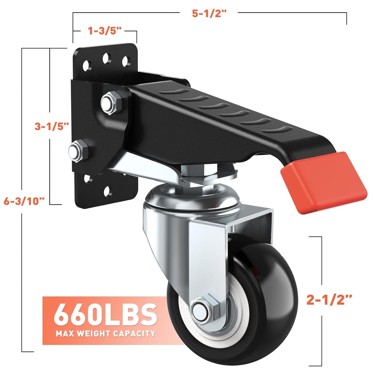 LLMRR Workbench Casters Kit, 4 PCS Heavy Duty Casters with Brake, with Lifting and Lowering Function, Quick Release Stepdown Caster for Workbenches, Machinery and Tables