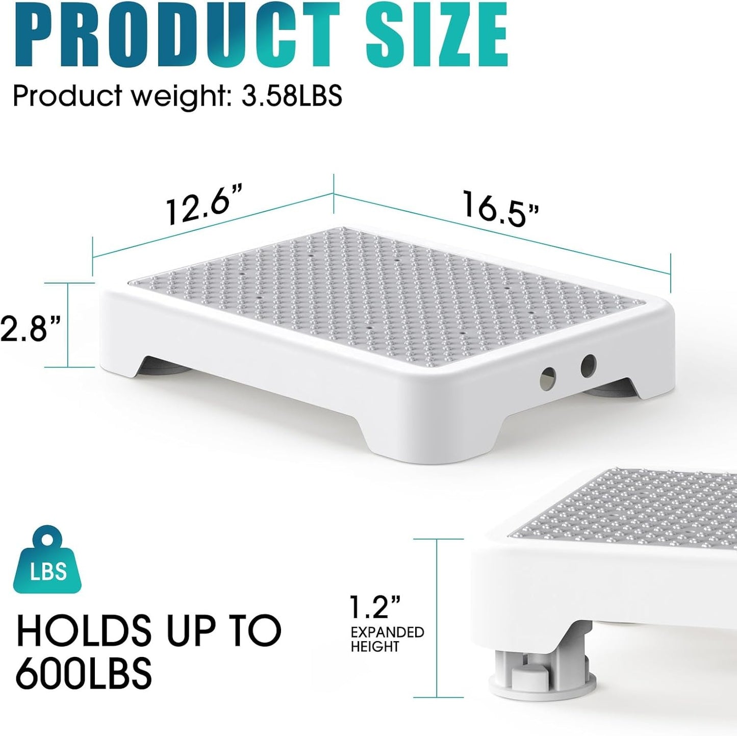 One Step Stool for Seniors & Adults, Indoor/Outdoor Mobility Step Stool, Portable Stair Assist, Anti-Slip Safety Step Platform for Bathroom, Kitchen and Bedroom, 550lbs Capacity