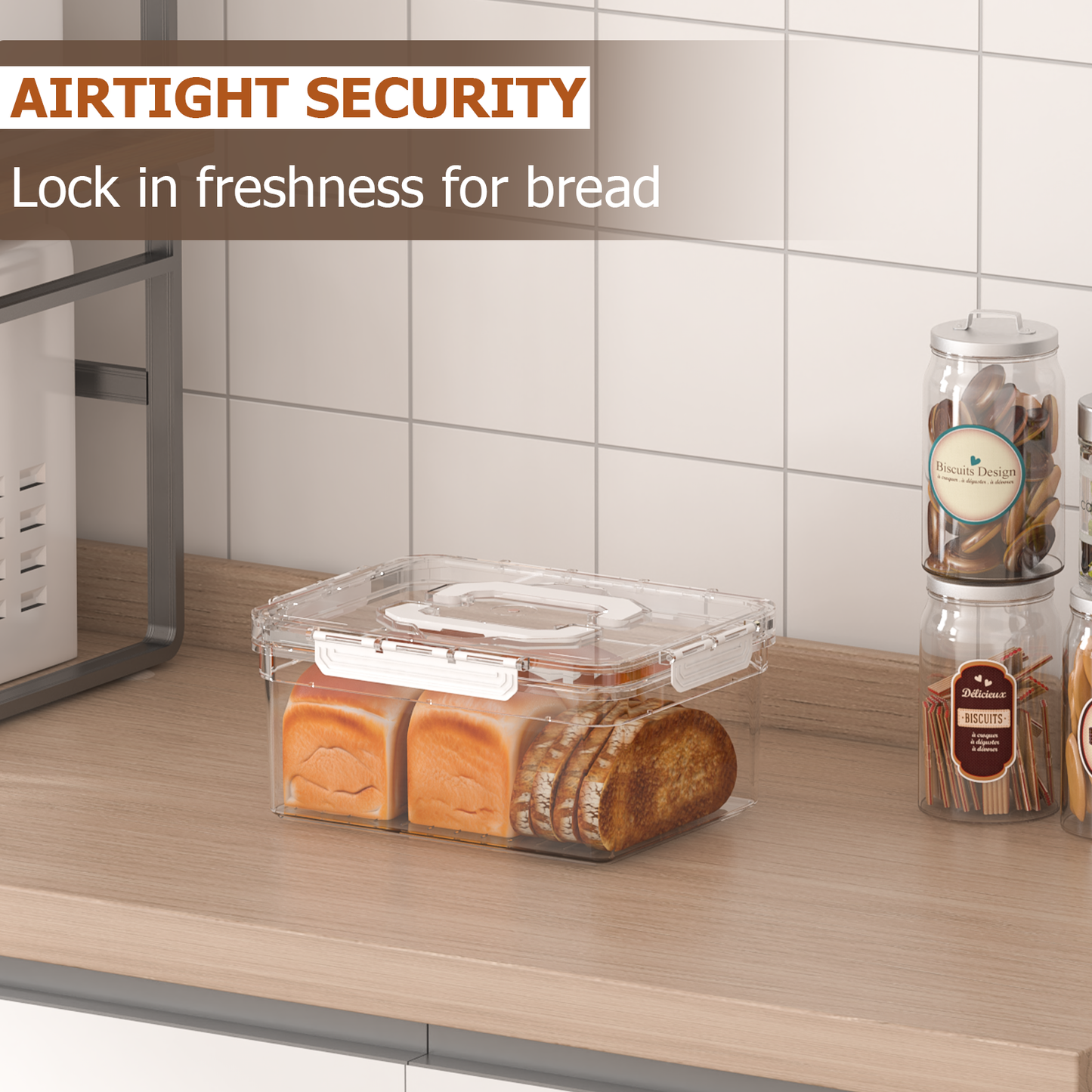 LLMRR New Versatile Bread Slicer for Homemade Bread, Bagel Slicer with Transparent Storage Box, Bread Cutter Bread Slicer, Sealed Store of Bread Slices, Suitable for Bagels, Sandwiches and Toast