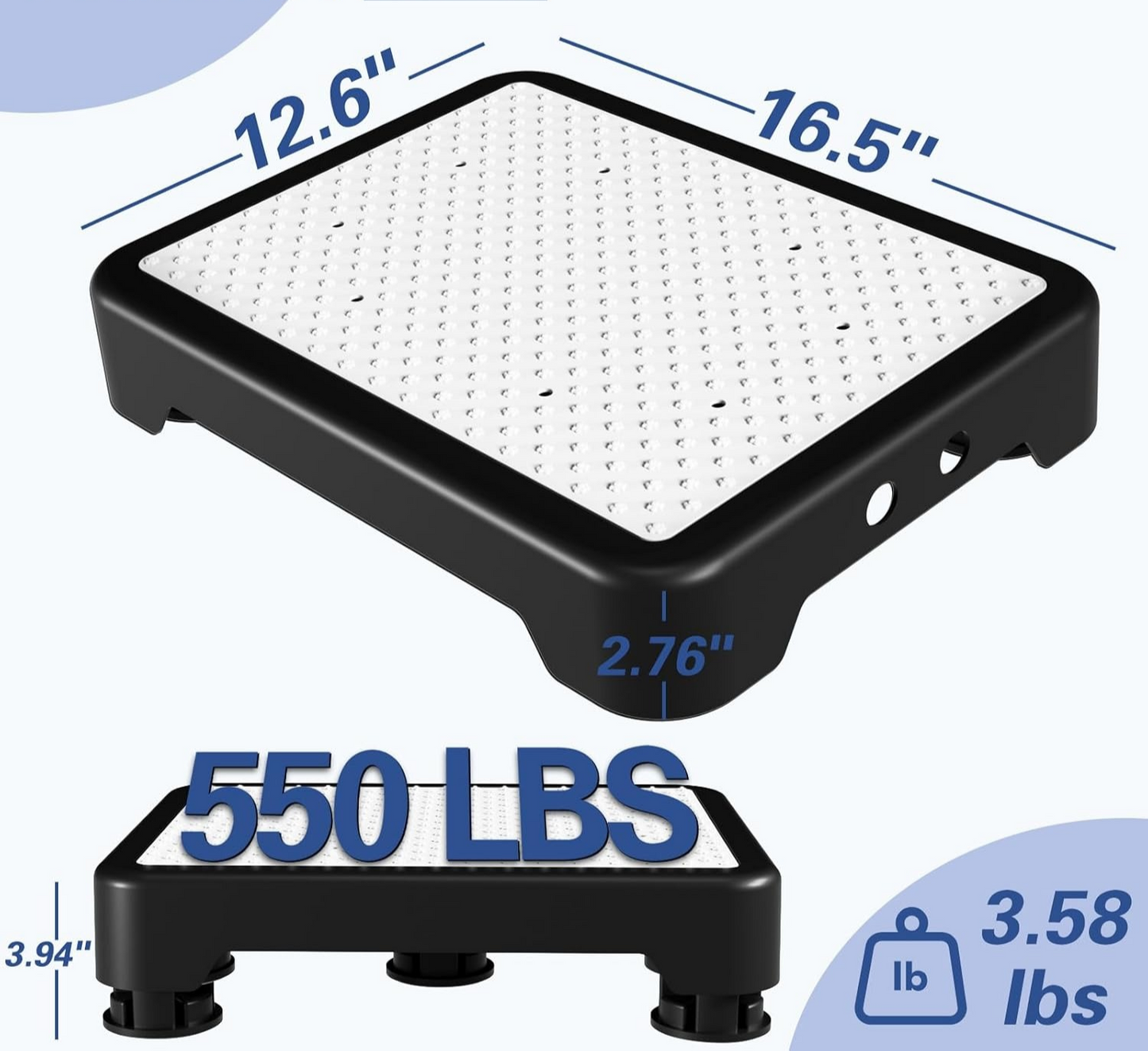 One Step Stool for Seniors & Adults, Indoor/Outdoor Mobility Step Stool, Portable Stair Assist, Anti-Slip Safety Step Platform for Bathroom, Kitchen and Bedroom, 550lbs Capacity