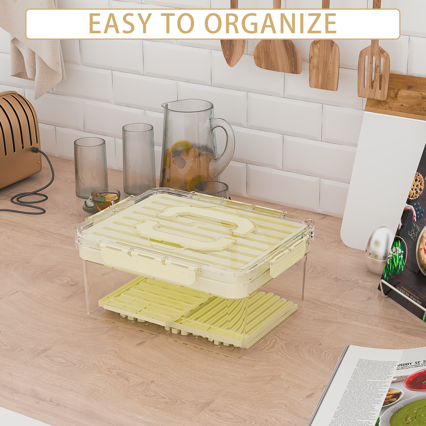 LLMRR New Versatile Bread Slicer for Homemade Bread, Bagel Slicer with Transparent Storage Box, Bread Cutter Bread Slicer, Sealed Store of Bread Slices, Suitable for Bagels, Sandwiches and Toast