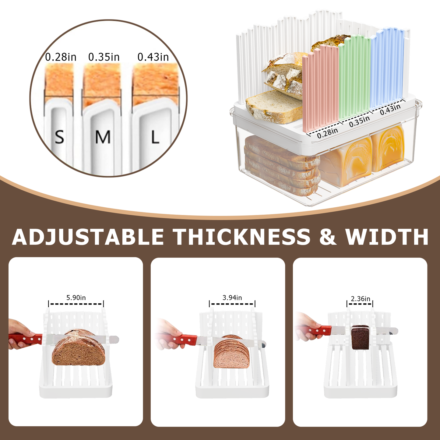 LLMRR New Versatile Bread Slicer for Homemade Bread, Bagel Slicer with Transparent Storage Box, Bread Cutter Bread Slicer, Sealed Store of Bread Slices, Suitable for Bagels, Sandwiches and Toast