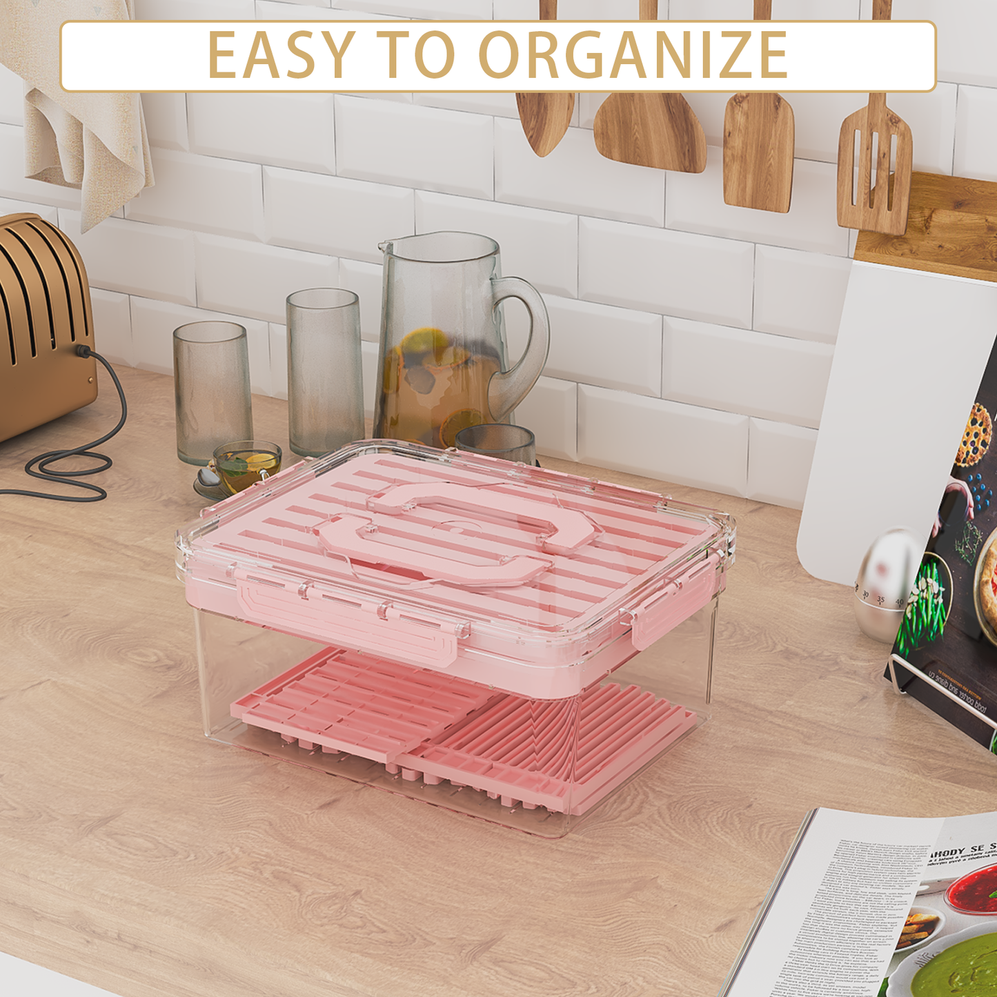 LLMRR New Versatile Bread Slicer for Homemade Bread, Bagel Slicer with Transparent Storage Box, Bread Cutter Bread Slicer, Sealed Store of Bread Slices, Suitable for Bagels, Sandwiches and Toast