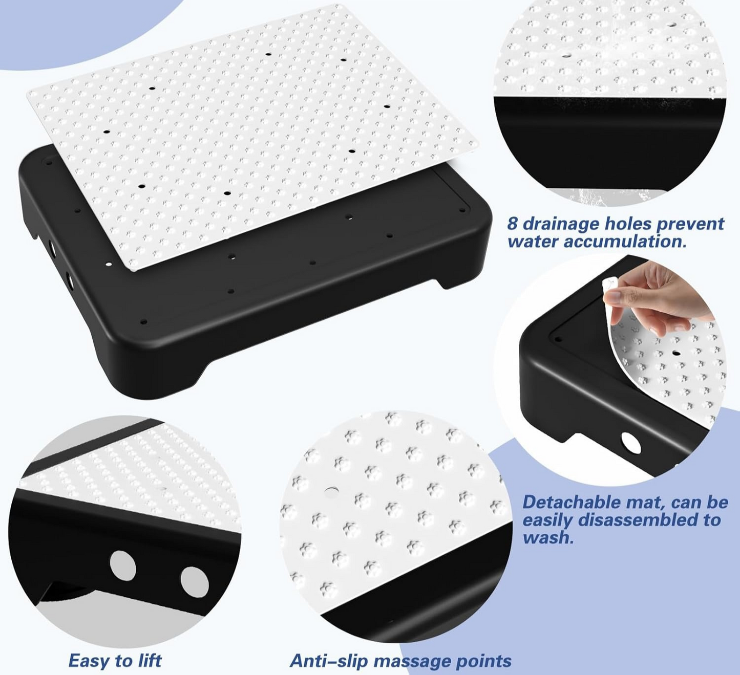 One Step Stool for Seniors & Adults, Indoor/Outdoor Mobility Step Stool, Portable Stair Assist, Anti-Slip Safety Step Platform for Bathroom, Kitchen and Bedroom, 550lbs Capacity