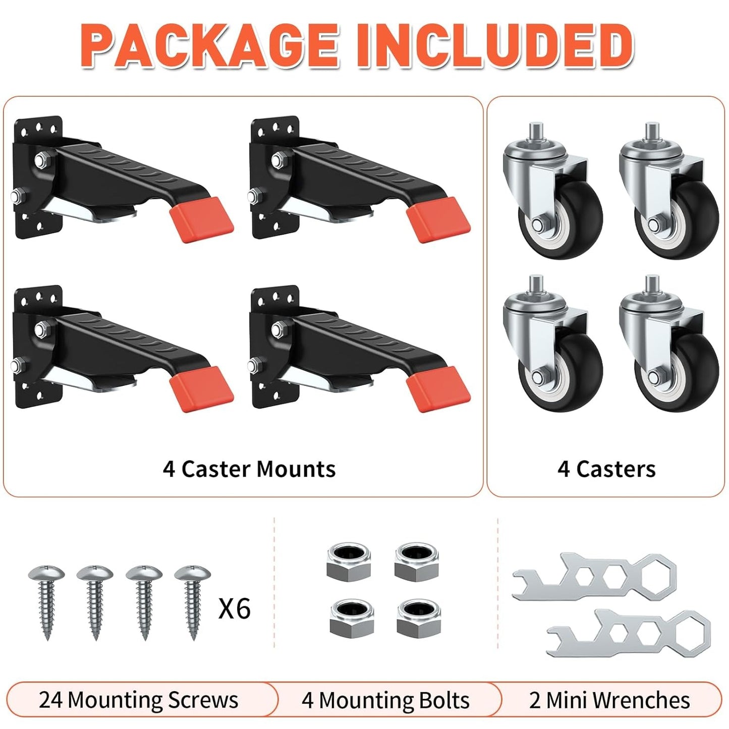 LLMRR Workbench Casters Kit, 4 PCS Heavy Duty Casters with Brake, with Lifting and Lowering Function, Quick Release Stepdown Caster for Workbenches, Machinery and Tables
