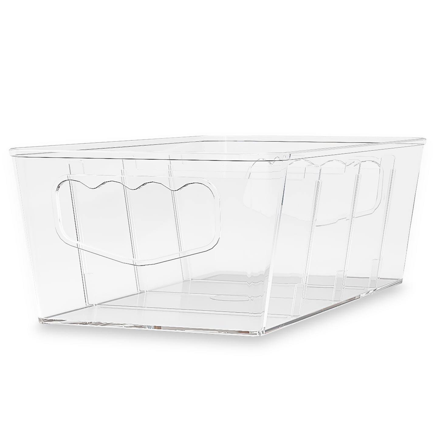 LLMRR Clear Storage Organizer, Clear Storage Bins, Plastic Storage Baskets with Removable Dividers, Plastic Storage Containers with Handles for Fridge, Pantry, Cabinet, Kitchen