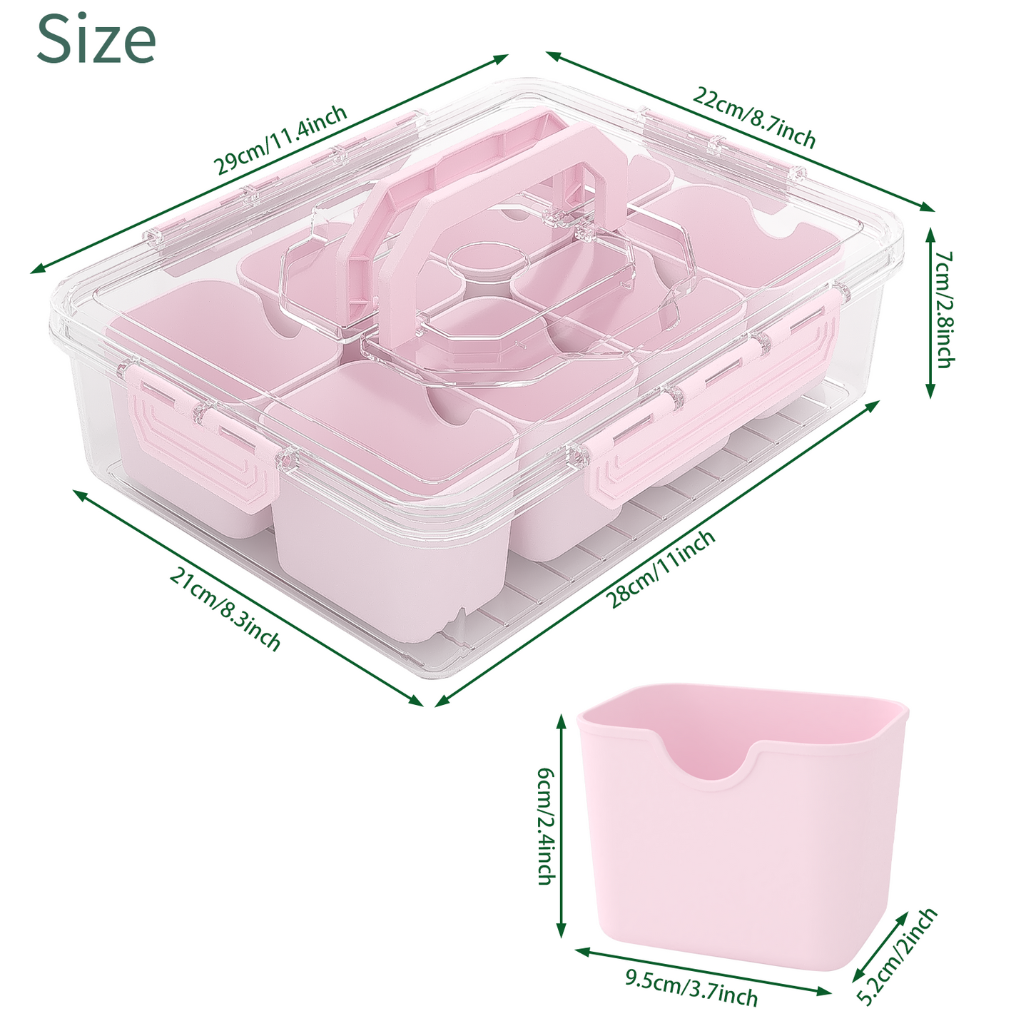 LLMRR Snackle Box Container, Divided Serving Tray with Lid and Handle, Portable Clear Snackle Box, Snack Box & Fruit Tray for Road Travel, Party, Veggie, Fruit, Candy