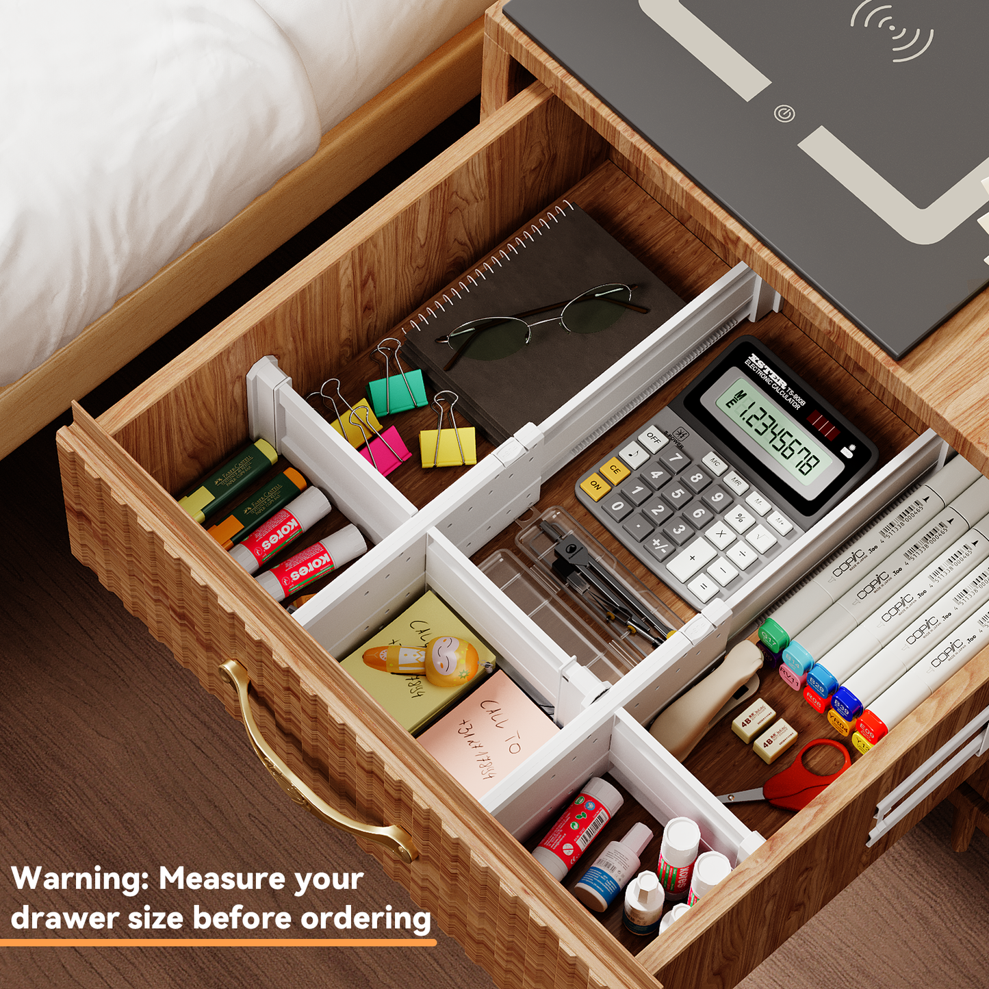 LLMRR Drawer Divider, 4" High, 11-17" Adjustable Drawer Dividers, Non-Slip Expandable Dresser Organizer for Baby Clothes, Bathroom, Bedroom, Kitchen and Office Storage