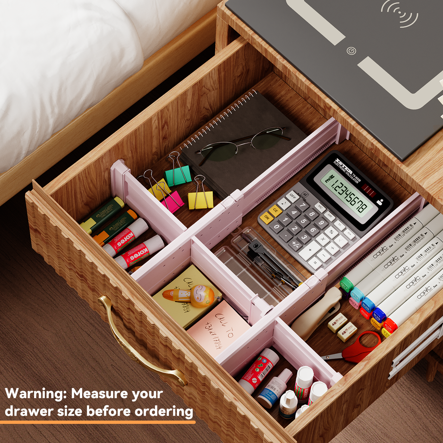 LLMRR Drawer Divider, 4" High, 11-17" Adjustable Drawer Dividers, Non-Slip Expandable Dresser Organizer for Baby Clothes, Bathroom, Bedroom, Kitchen and Office Storage