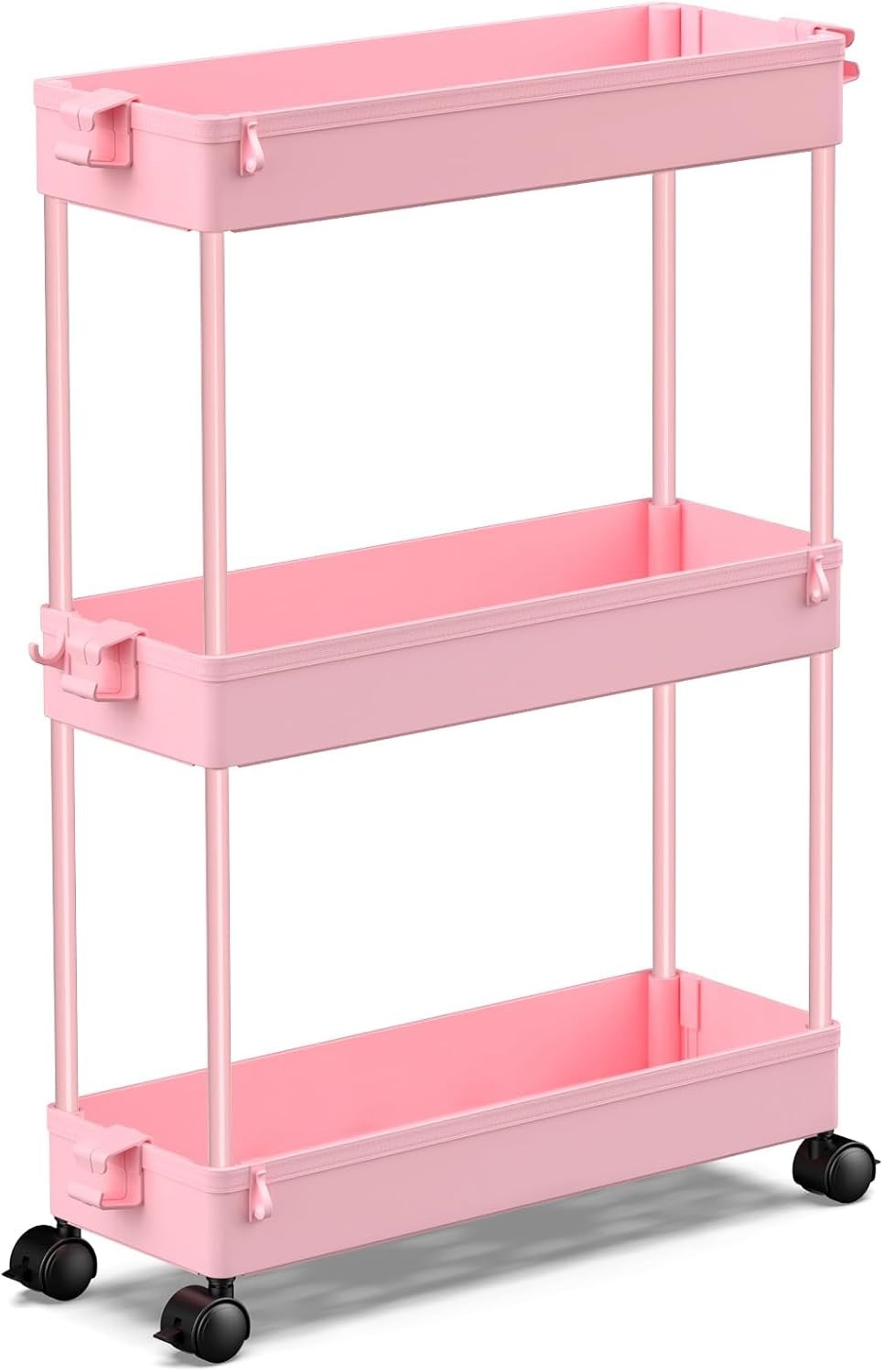 SPACELEAD Slim Rolling Cart, Bathroom Storage Cart with Lockable Wheels, Storage Organizer, Mobile Shelving Unit Cart for Bathroom, Laundry Room, Kitchen and Office