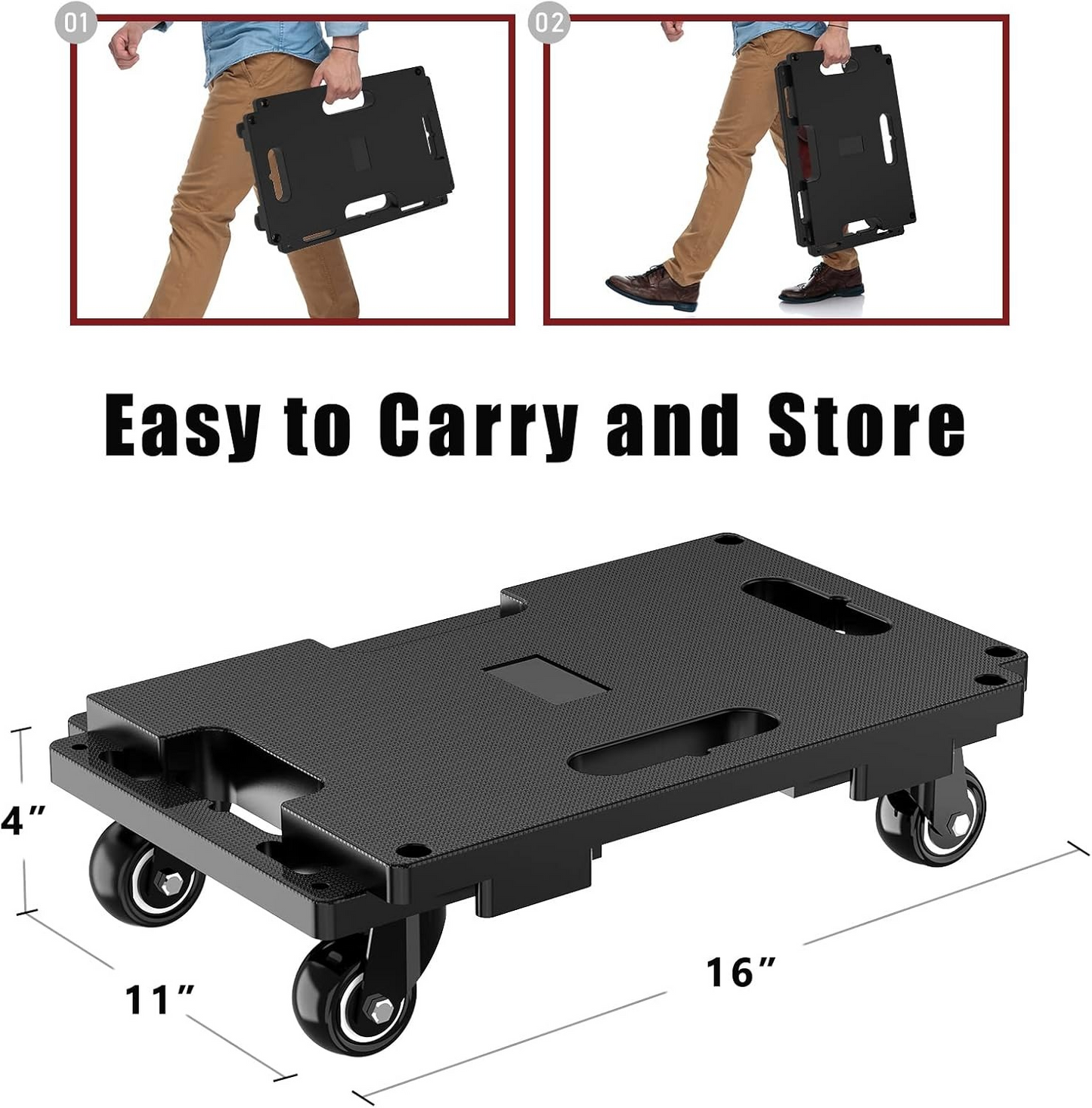 LLMRR Furniture Dolly 4 Wheels, Furniture Movers with Wheels, 440 Lbs Capacity Each, Portable Moving Dolly Heavy Duty, Interlocking Small Dolly with Wheels, 1 Pack