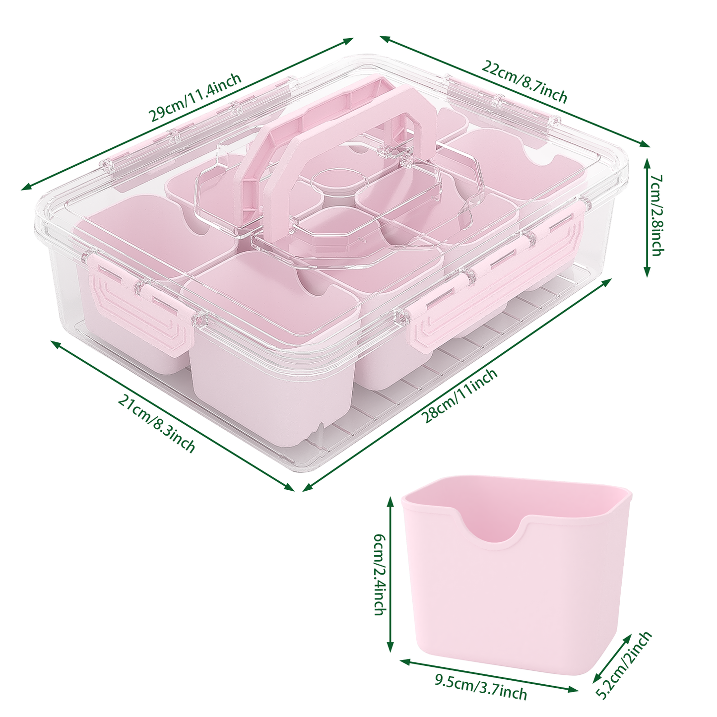 LLMRR Snackle Box Container, Divided Serving Tray with Lid and Handle, Portable Clear Snackle Box, Snack Box & Fruit Tray for Road Travel, Party, Veggie, Fruit, Candy