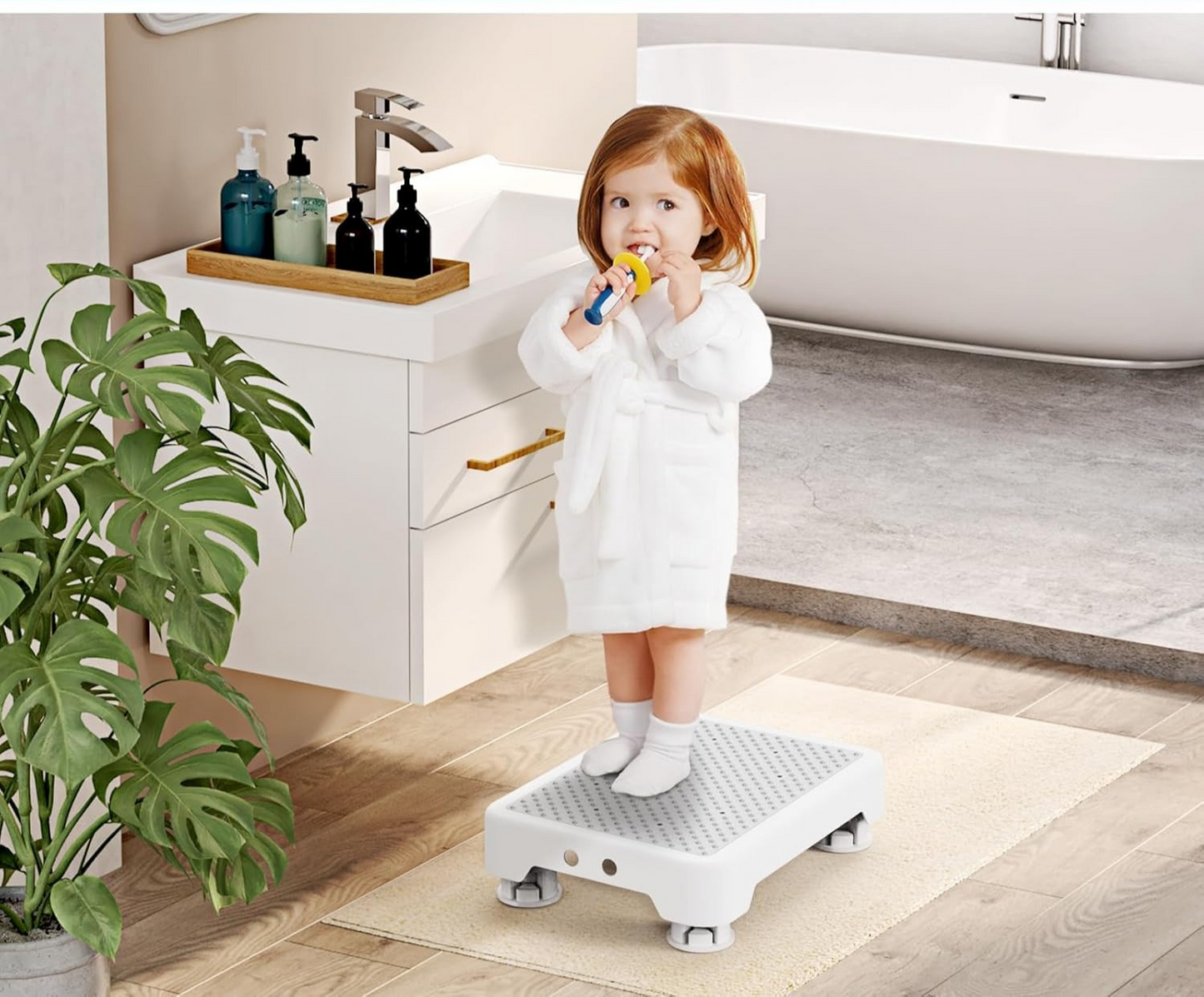 One Step Stool for Seniors & Adults, Indoor/Outdoor Mobility Step Stool, Portable Stair Assist, Anti-Slip Safety Step Platform for Bathroom, Kitchen and Bedroom, 550lbs Capacity