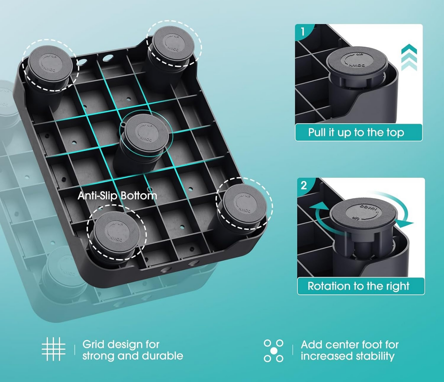 One Step Stool for Seniors & Adults, Indoor/Outdoor Mobility Step Stool, Portable Stair Assist, Anti-Slip Safety Step Platform for Bathroom, Kitchen and Bedroom, 550lbs Capacity