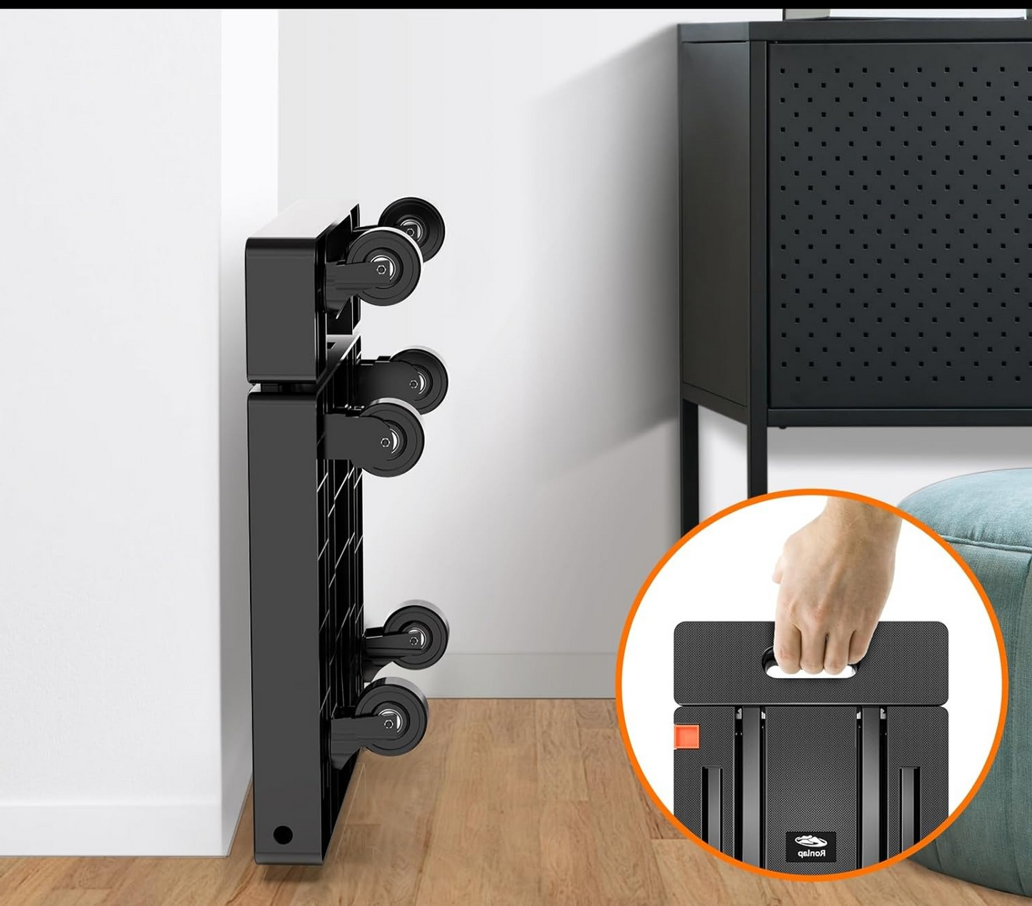 Foldable Dolly, Heavy Duty Dolly Cart, Folding Hand Truck with 6 Wheels & 2 Elastic Ropes, 500 LB Dolly Cart Capacity Portable Luggage Cart for Moving, Traveling and Shopping