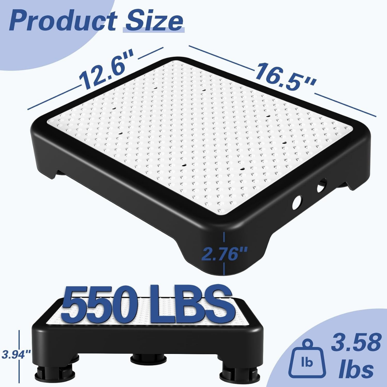 One Step Stool for Seniors & Adults, Indoor/Outdoor Mobility Step Stool, Portable Stair Assist, Anti-Slip Safety Step Platform for Bathroom, Kitchen and Bedroom, 550lbs Capacity